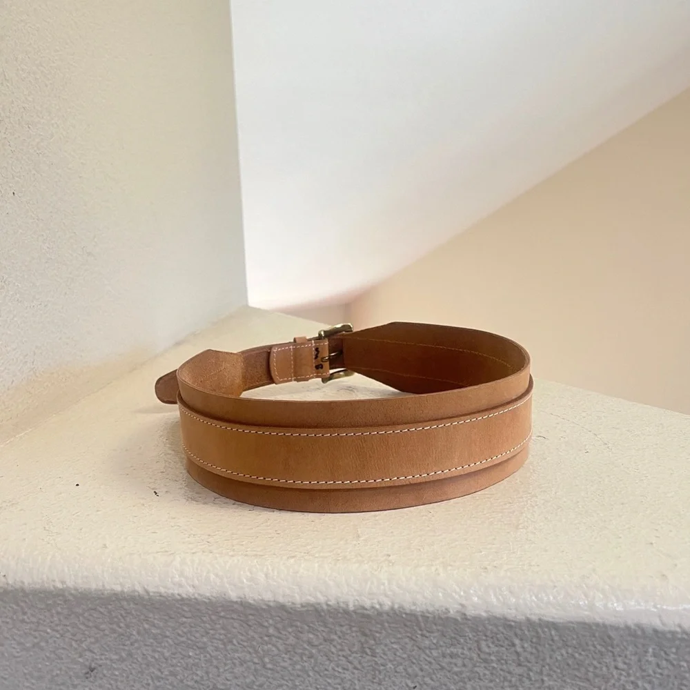 Guess tan leather wide‎ waist snatcher Belt Y2K boho women small retro western